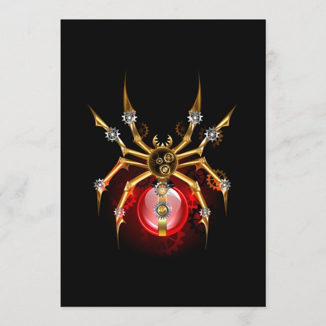 Steampunk spider on black menu (Front)