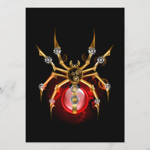 Steampunk spider on black menu