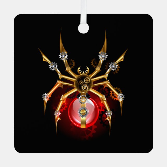 Steampunk spider on black metal ornament (Front)
