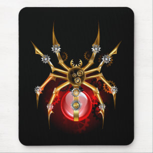 Steampunk spider on black mouse pad