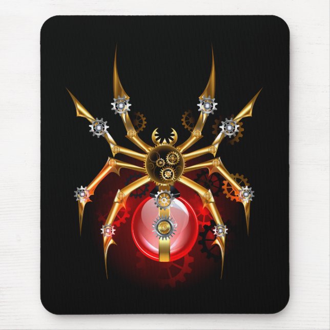 Steampunk spider on black mouse pad (Front)