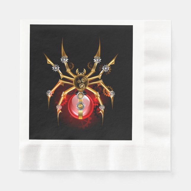 Steampunk spider on black napkins (Front)