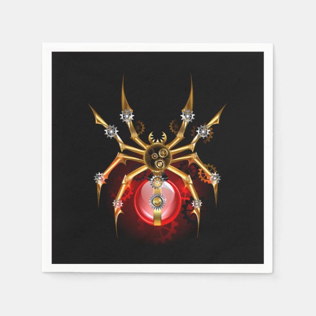 Steampunk spider on black napkins (Front)