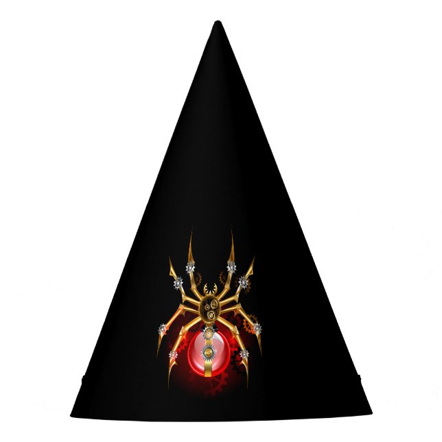 Steampunk spider on black party hat (Front)