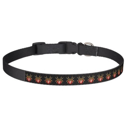 Steampunk spider on black pet collar