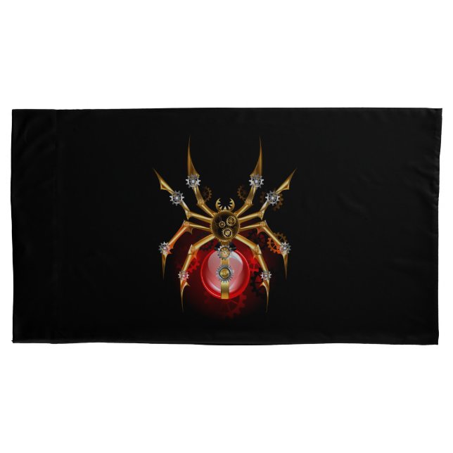 Steampunk spider on black pillow case (Front)
