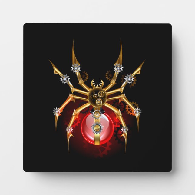 Steampunk spider on black plaque (Front)