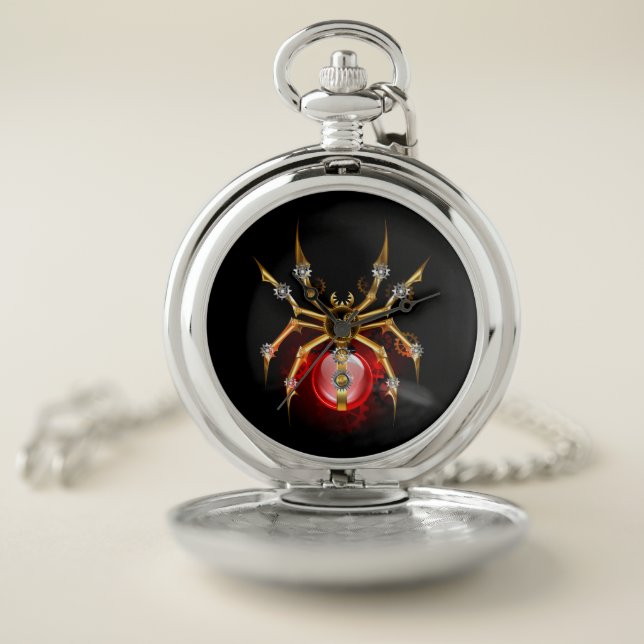 Steampunk spider on black pocket watch (Inside)