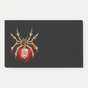 Steampunk spider on black post-it notes