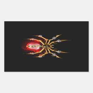 Steampunk spider on black rectangular sticker