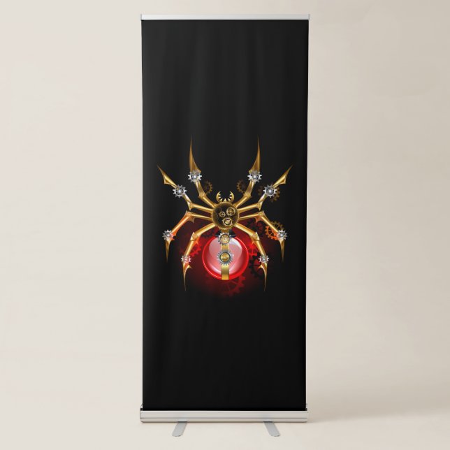 Steampunk spider on black retractable banner (Front)