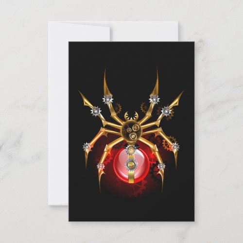 Steampunk spider on black RSVP card