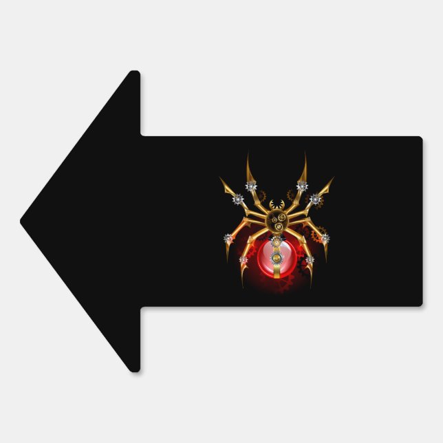 Steampunk spider on black sign (Front)