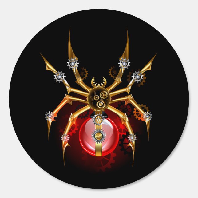 Steampunk spider on black sign (Front)