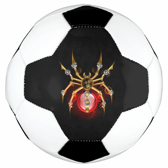 Steampunk spider on black soccer ball (Front)