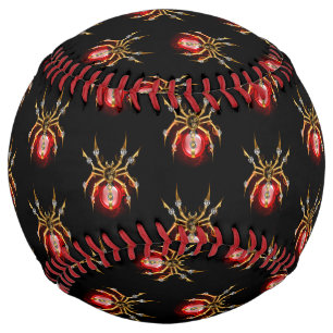 Steampunk spider on black softball