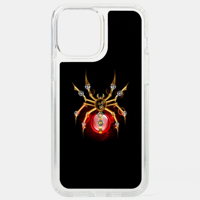 Steampunk spider on black speck iPhone 12 pro max case (Front)