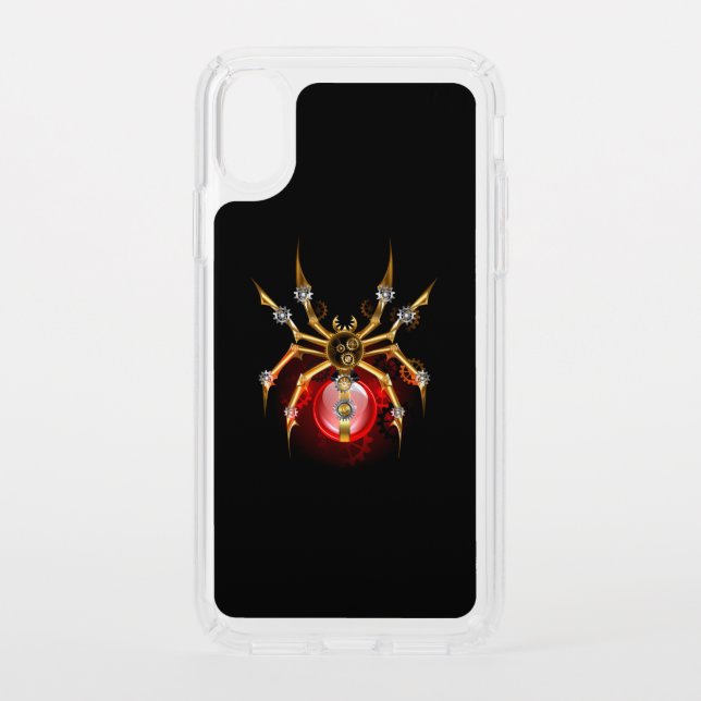 Steampunk spider on black speck iPhone x case (Front)