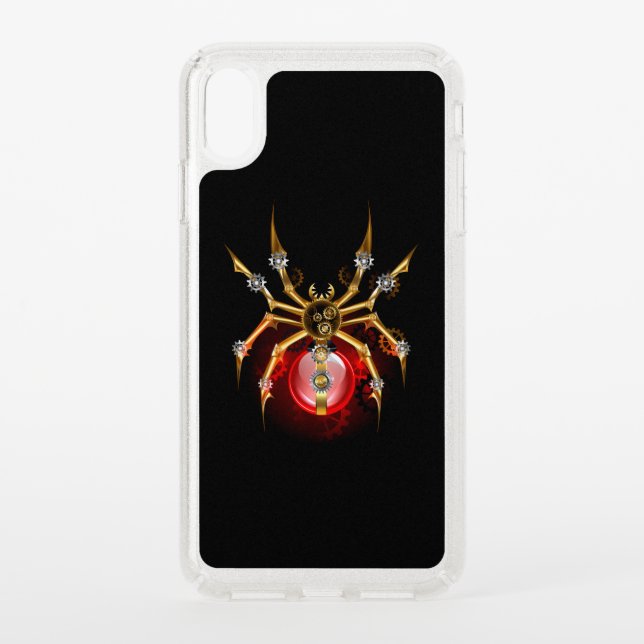 Steampunk spider on black speck iPhone XS max case (Front)