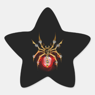 Steampunk spider on black star sticker