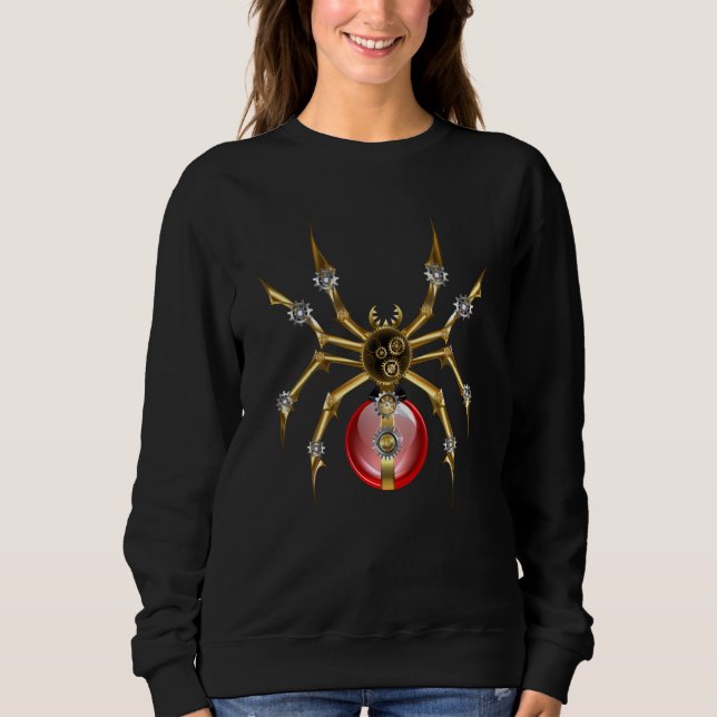 Steampunk spider on black sweatshirt (Front)