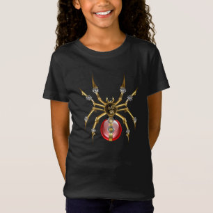 Steampunk spider on black T-Shirt