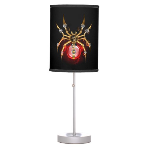 Steampunk spider on black table lamp