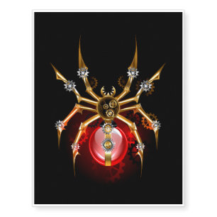 Steampunk spider on black temporary tattoos