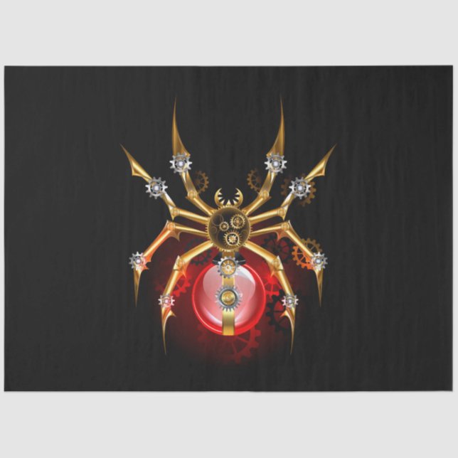 Steampunk spider on black tissue paper (Front)