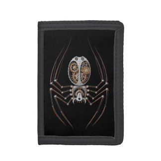 Steampunk Spider on Black Tri-fold Wallet