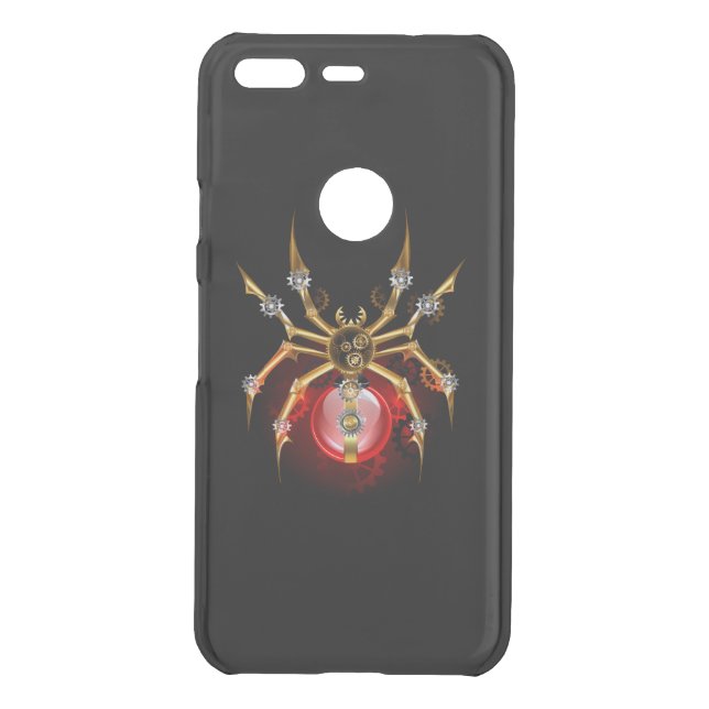 Steampunk spider on black uncommon google pixel case (Back)