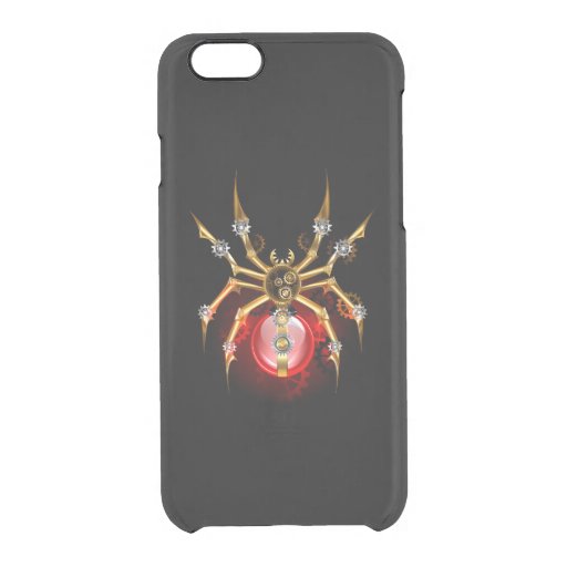Steampunk spider on black clear iPhone 6/6S case
