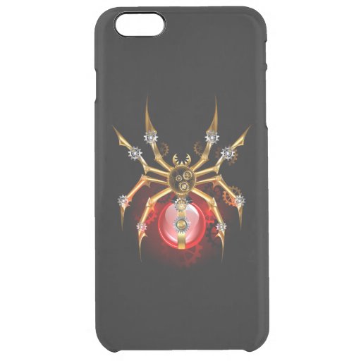 Steampunk spider on black clear iPhone 6 plus case