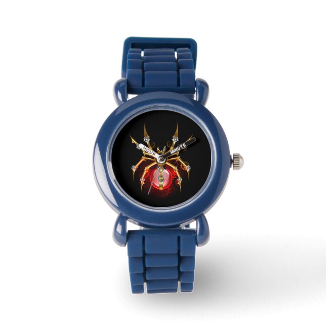 Steampunk spider on black watch (Front)