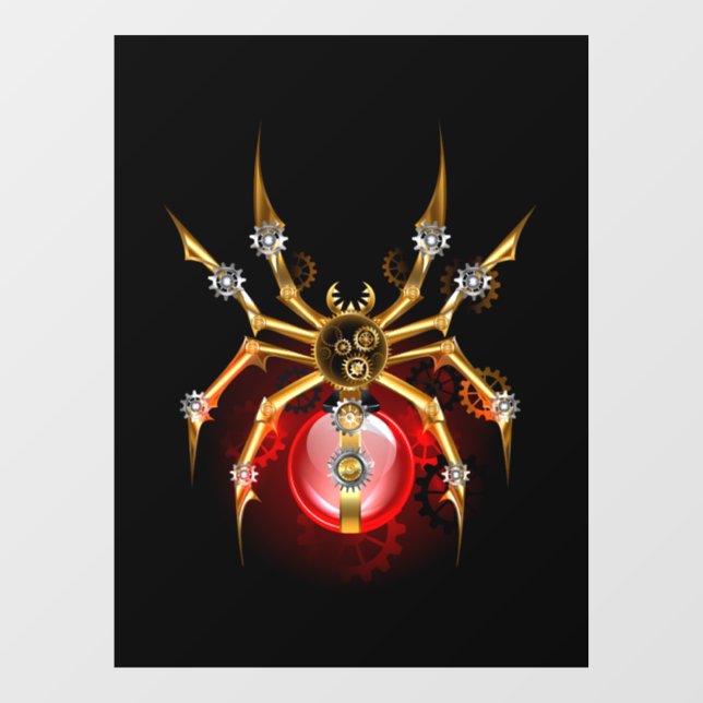 Steampunk spider on black window cling (Sheet)