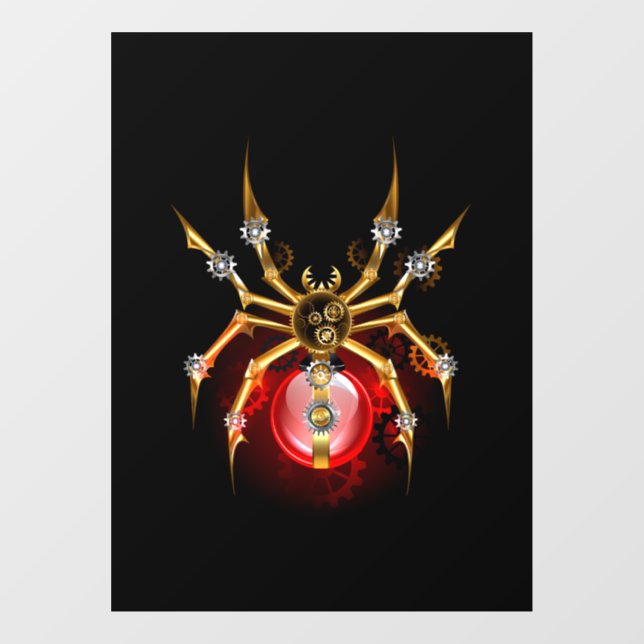 Steampunk spider on black window cling (Sheet)