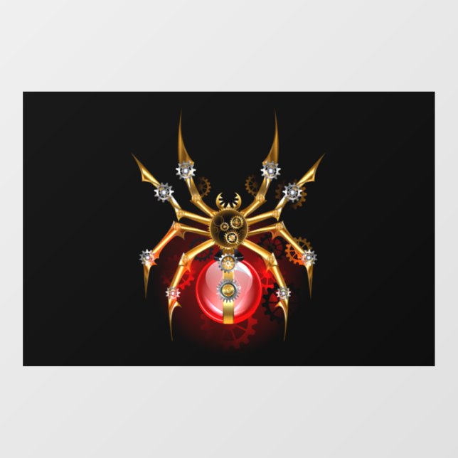 Steampunk spider on black window cling (Sheet)