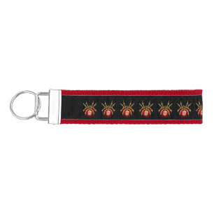 Steampunk spider on black wrist keychain