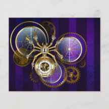 Steampunk Spider on Purple Background