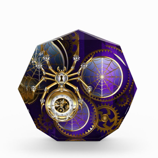 Steampunk Spider on Purple Background Acrylic Award (Front)