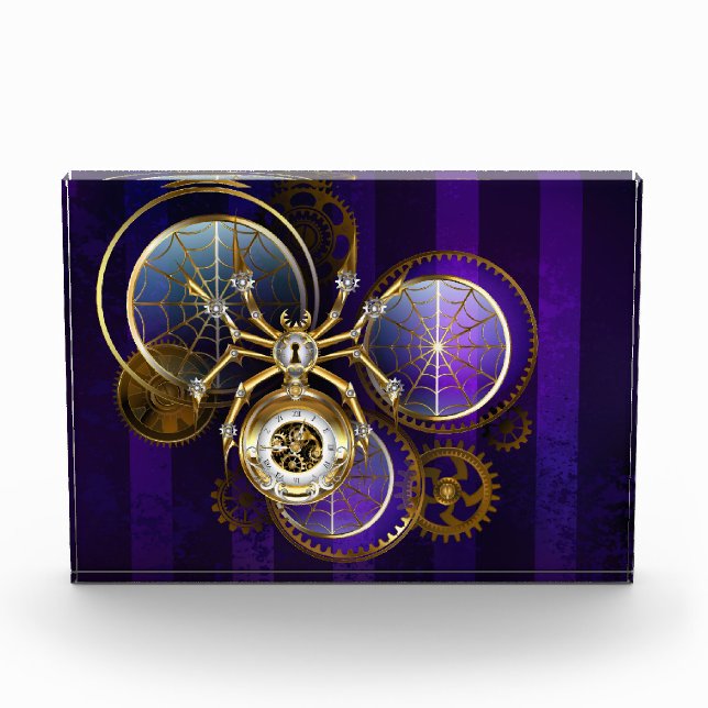 Steampunk Spider on Purple Background Acrylic Award (Front)