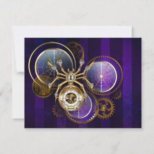 Steampunk Spider on Purple Background Announcement