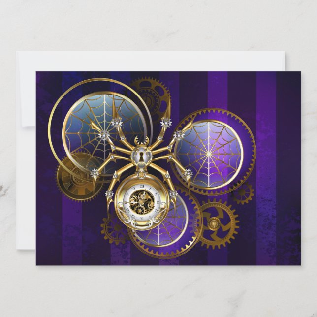 Steampunk Spider on Purple Background Announcement (Front)