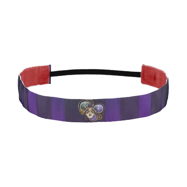 Steampunk Spider on Purple Background Athletic Headband (Front)