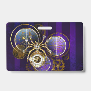 Steampunk Spider on Purple Background Badge