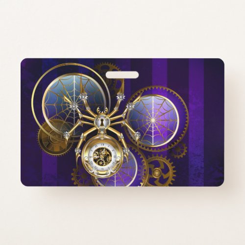 Steampunk Spider on Purple Background Badge