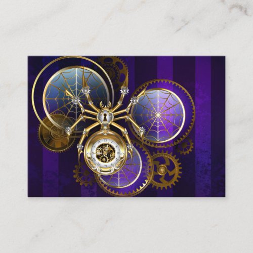 Steampunk Spider on Purple Background Calling Card