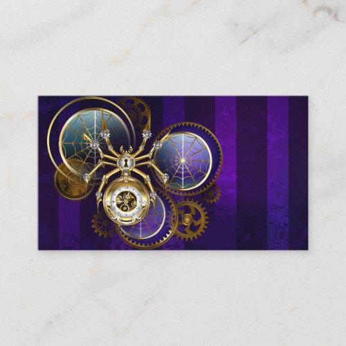 Steampunk Spider on Purple Background Discount Card