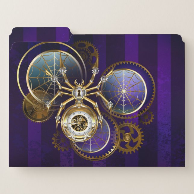Steampunk Spider on Purple Background File Folder (Front Left)