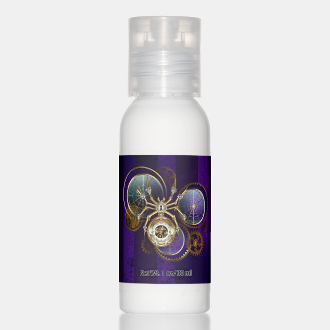 Steampunk Spider on Purple Background Hand Lotion (Front)